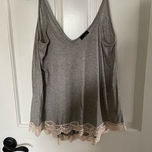 Rue21 Gray and ivory lace tank top